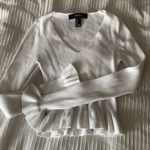 White Forever21 top, very stretchy, V-neck line